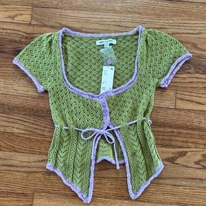 Urban Outfitters Olive and Lavender Knitted Shirt